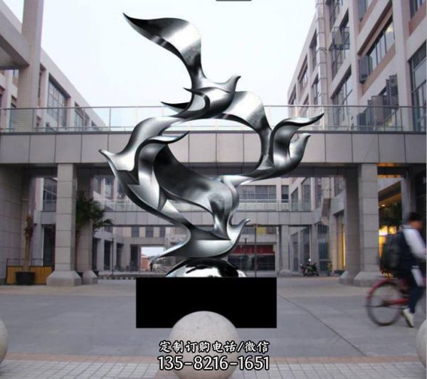 不锈钢抽象动物校园广场鸽子雕塑