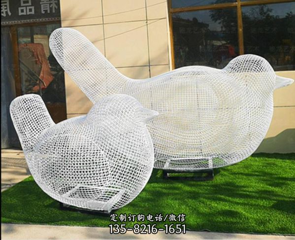 大型不锈钢铁网格抽象鸽子动物雕塑园林景区小品