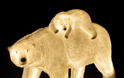 北极熊母子玻璃钢灯光雕塑