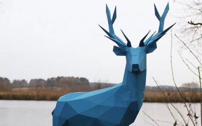 玻璃钢彩绘园林小鹿雕塑