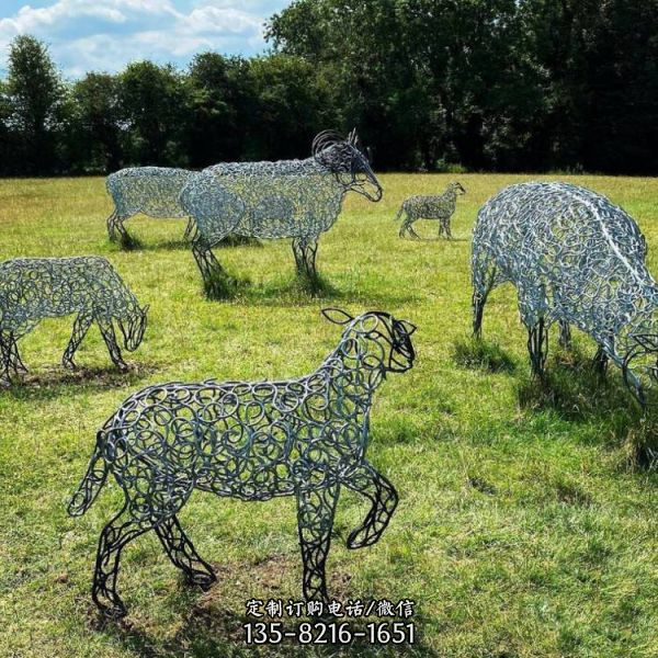 不锈钢镂空鹿动物景观雕塑 户外公园地产售楼处绿地装饰（4）