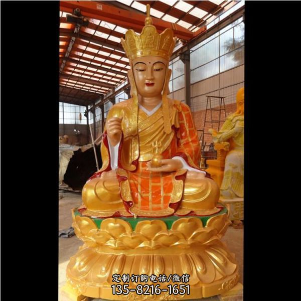 寺庙大型玻璃钢贴金地藏王雕塑（1）
