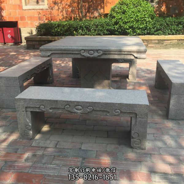 石桌石凳庭院户外精美  园林广场石雕石桌椅雕塑（1）