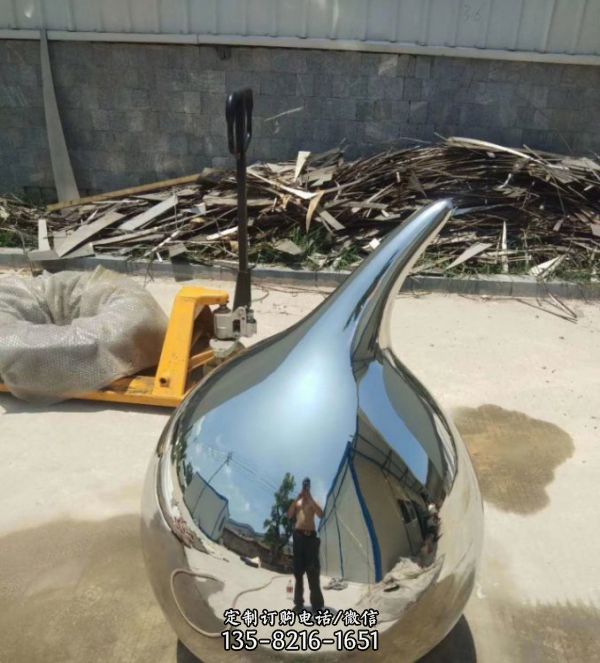 不锈钢镜面水滴摆件 景观园林广场小品艺术品（1）