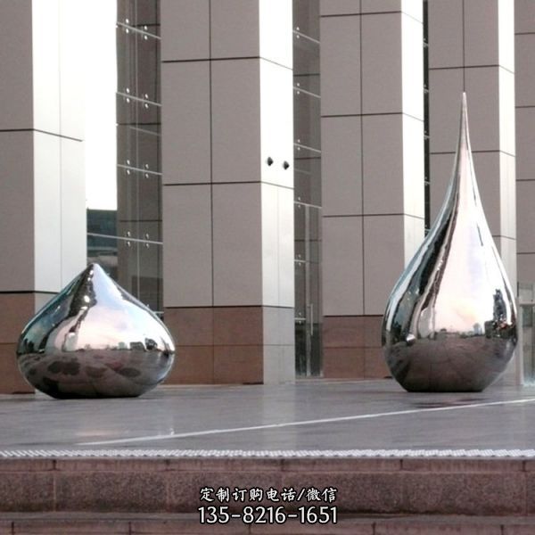 不锈钢镜面水滴摆件 景观园林广场小品艺术品（4）