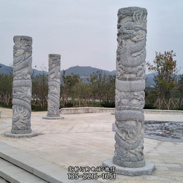 文化广场大型石雕浮雕龙柱