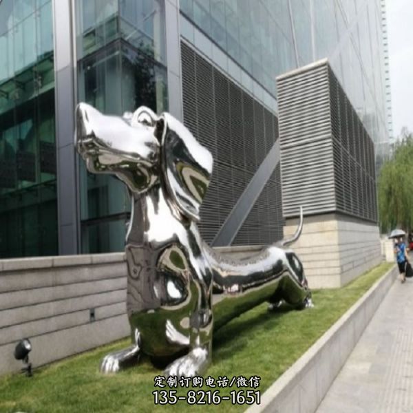 酒店广场门口大型不锈钢抽象镜面动物景观雕塑（3）