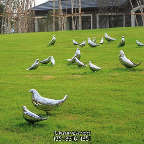 抽象动物不锈钢和平鸽雕塑 公园草坪动物雕塑（4）