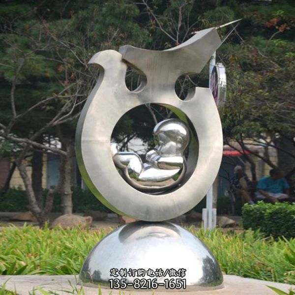 抽象动物不锈钢和平鸽雕塑 公园草坪动物雕塑（1）