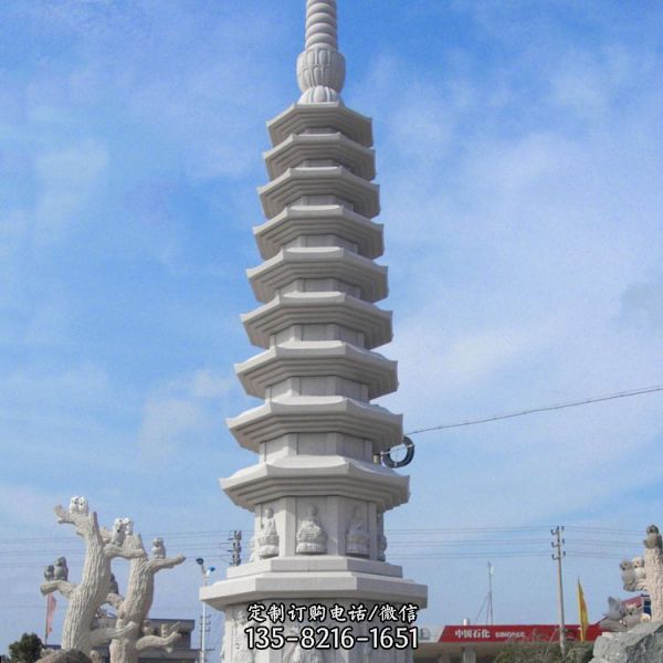 寺庙户外大型汉白玉浮雕十层风水景观文昌塔石雕