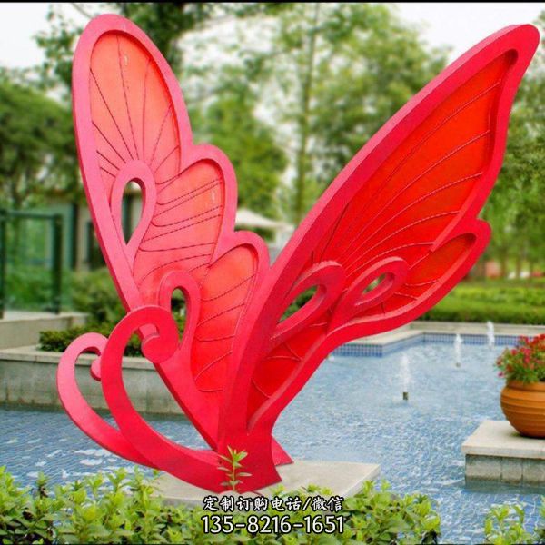 公园草坪摆放不锈钢铁艺彩绘蝴蝶雕塑景观装饰摆件（1）