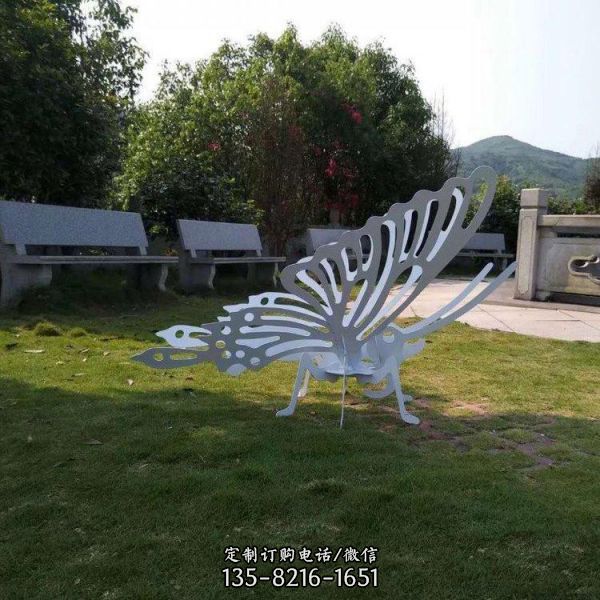 公园草坪摆放不锈钢铁艺彩绘蝴蝶雕塑景观装饰摆件（2）