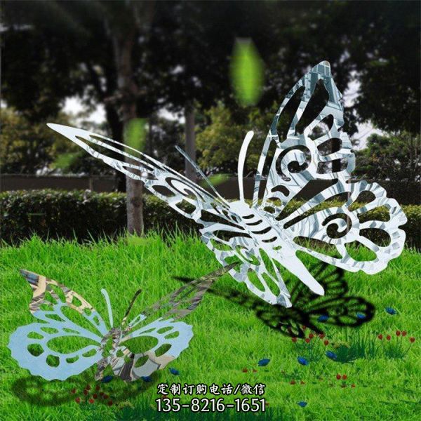 公园草坪摆放不锈钢铁艺彩绘蝴蝶雕塑景观装饰摆件（5）