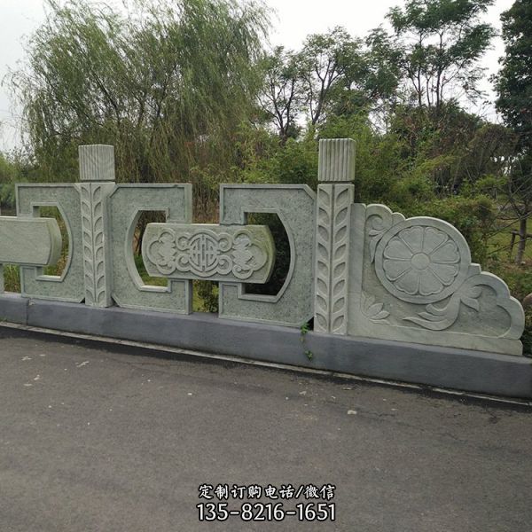 大理石浮雕花纹镂空石桥防护栏杆栏板