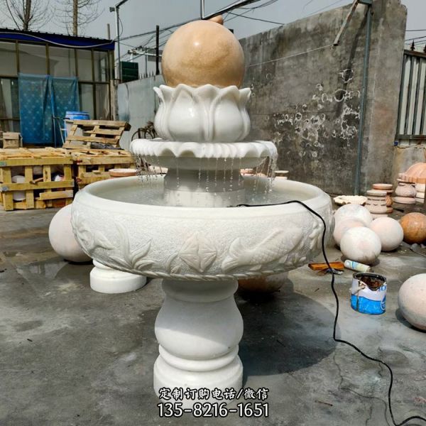 晚霞红石雕喷泉设计 广场园林小区别墅风水球喷泉景观（3）