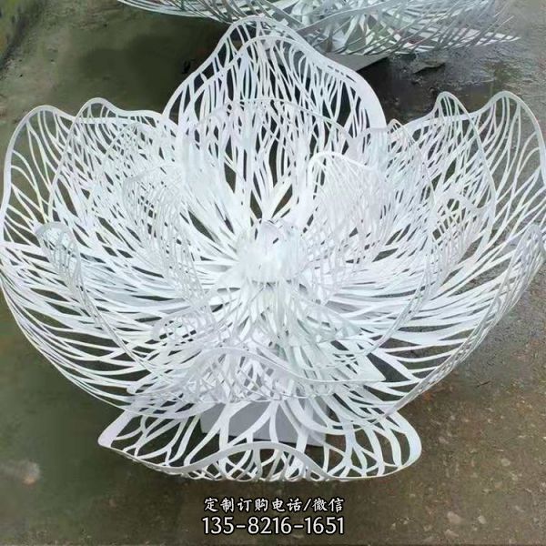 不锈钢镂空花朵雕塑 网格植物莲花摆件 户外园林景观莲花雕塑（3）
