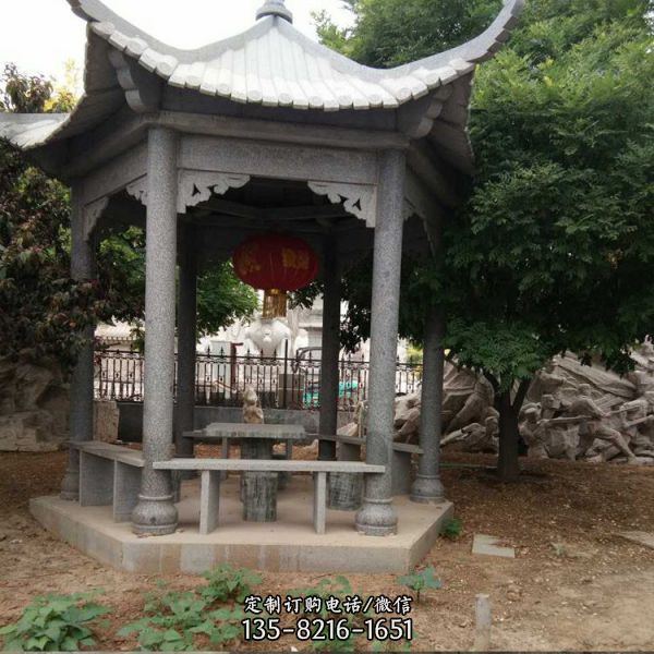中式石雕凉亭户外公园纳凉休息凉亭雕塑（5）