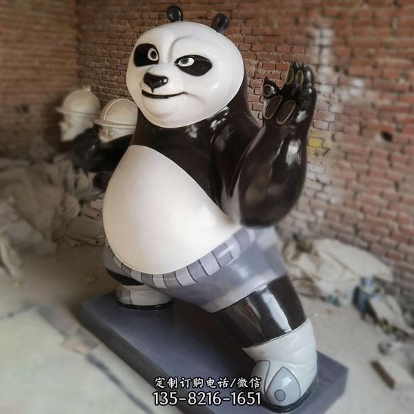 玻璃钢功夫熊猫卡通动物雕塑  幼儿园门店招揽商店摆件（2）