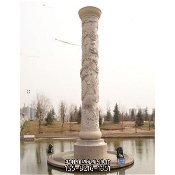 公园景观文化柱 大型石雕龙柱雕塑