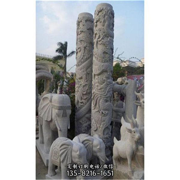 青石浮雕龙石柱景区户外广场摆放文化石柱