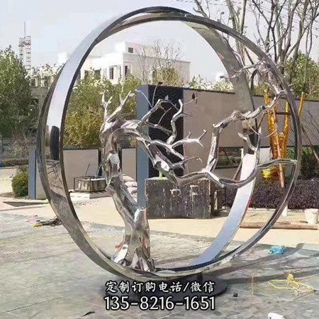 不锈钢广场水景创意镜面圆形雕塑（2）
