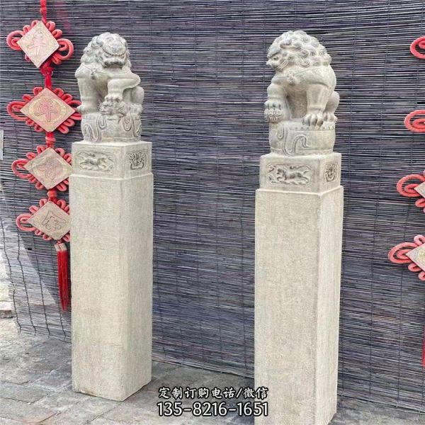 狮子拴马桩古建大门装饰石雕