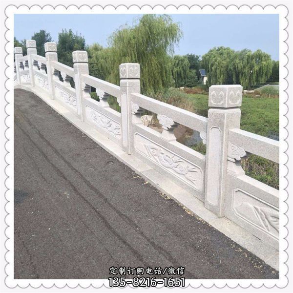 公园石拱桥装饰天然汉白玉雕刻仿古栏杆雕塑
