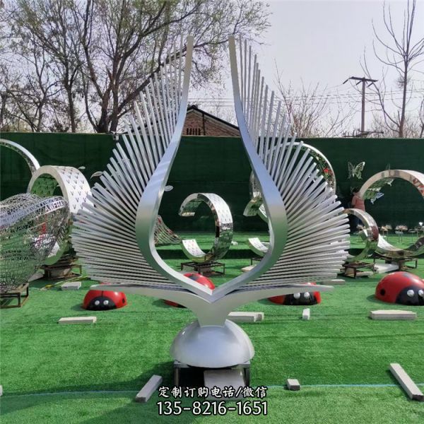翱翔自由——不锈钢翅膀创意景观雕塑