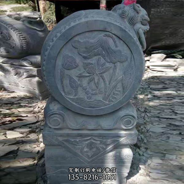 小区门口汉白玉雕刻中式传统摆件抱鼓石 造型美观