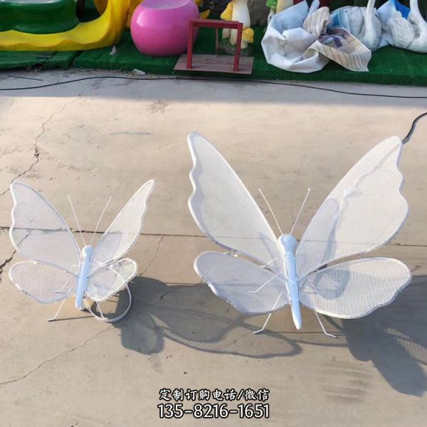 公园绿化草坪摆放不锈钢镂空发光蝴蝶雕塑（2）