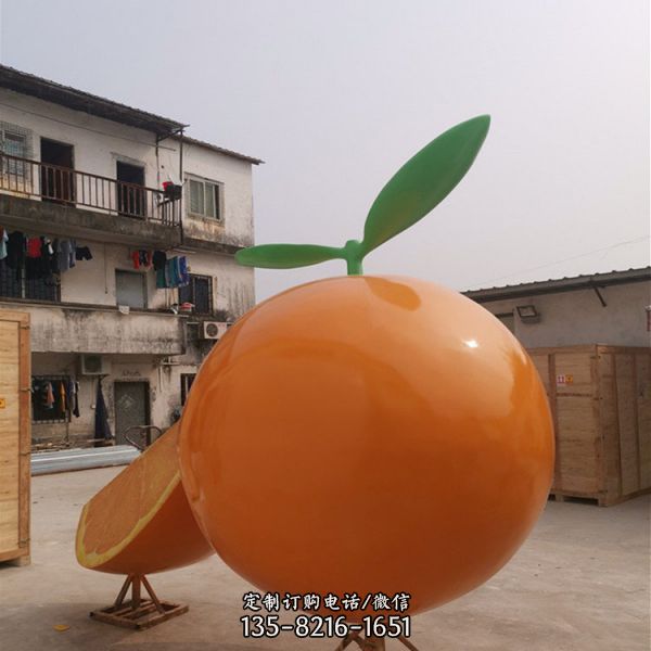 果园户外摆放玻璃钢仿真橙子水果雕塑