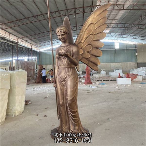 楼盘装饰玻璃钢仿铜欧式翅膀天使女神雕塑