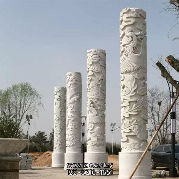 广场景区祠堂青石雕龙柱文化主题石柱（4）