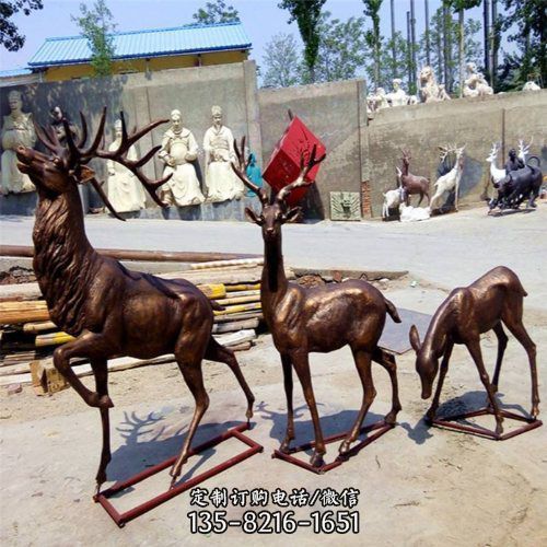 房产绿地摆放铜雕梅花鹿动物雕塑