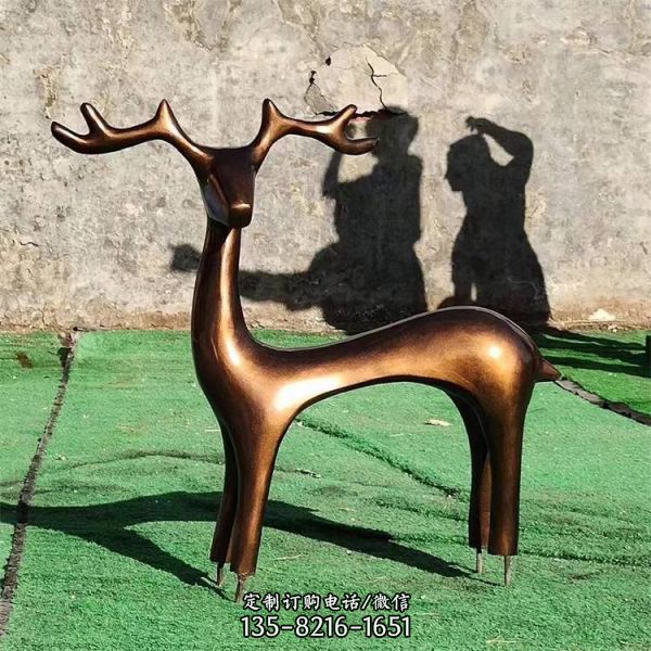 宁静森林中的抽象鹿——玻璃钢仿铜抽象鹿雕塑