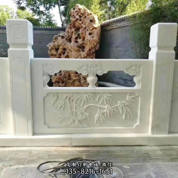 庭院装饰汉白玉大理石浮雕竹叶花纹栏杆栏板