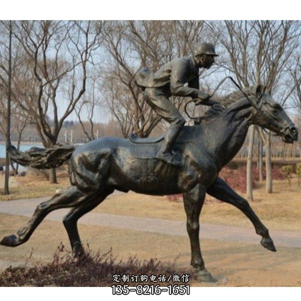 黄铜铸造骑马人物雕塑城市园林草地摆件