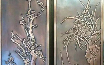 锻铜浮雕铜板画——梅兰竹菊精美装饰画
