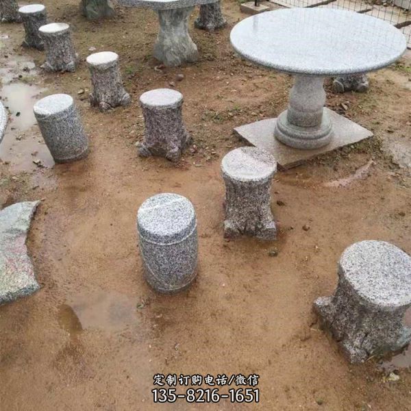 庭院室外花岗岩雕刻中式休闲圆形桌凳