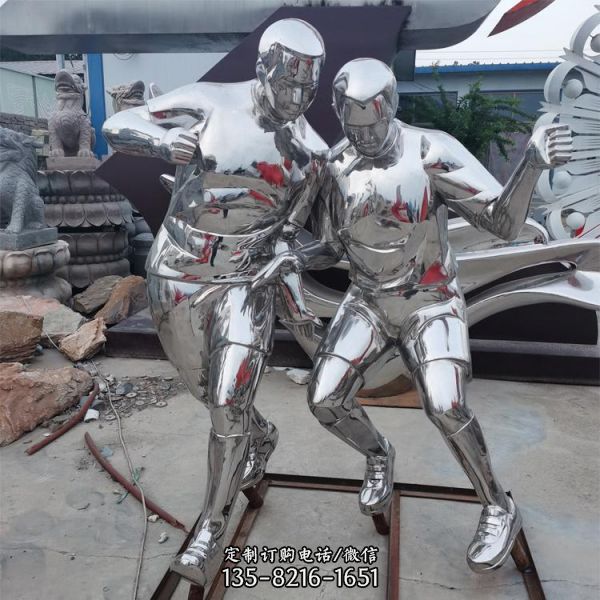 不锈钢骑车人物雕像公园广场绿地点缀金属创意小品（3）
