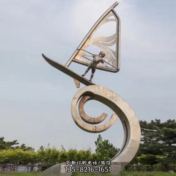 不锈钢抽象体育运动人物景观雕塑 拉丝广场体育馆地标性摆件（4）