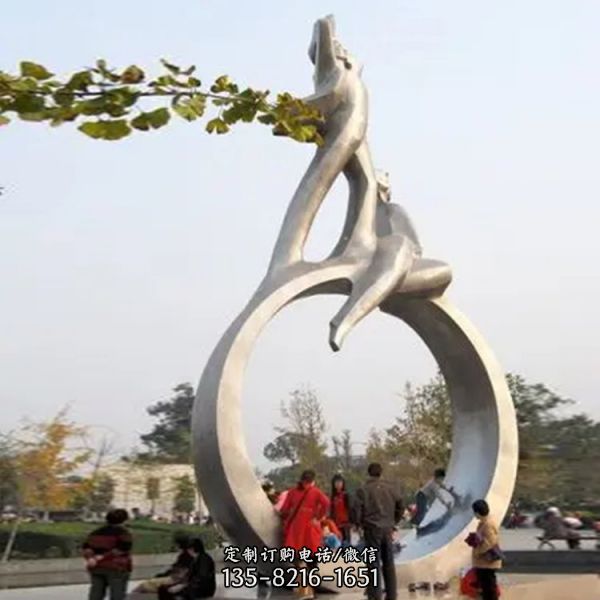 不锈钢抽象体育运动人物景观雕塑 拉丝广场体育馆地标性摆件（5）