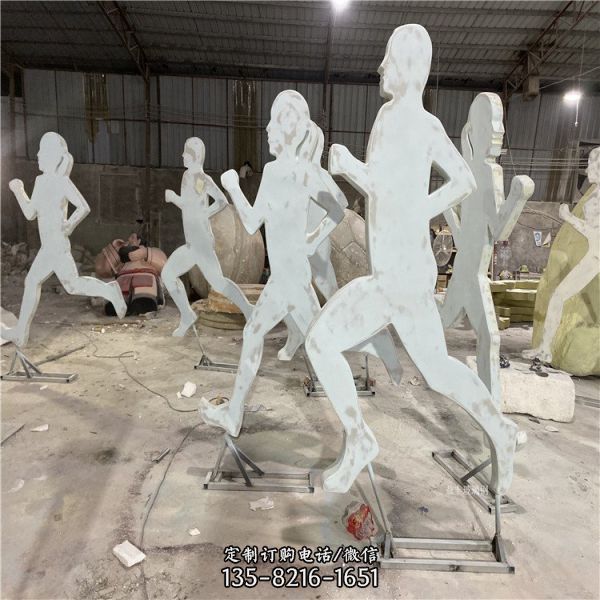 不锈钢剪影校园跑步的人物雕塑