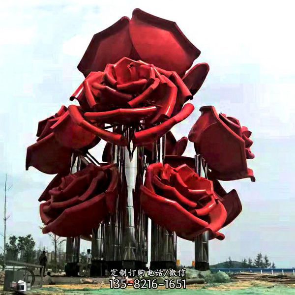 大型仿真玫瑰花景观雕塑