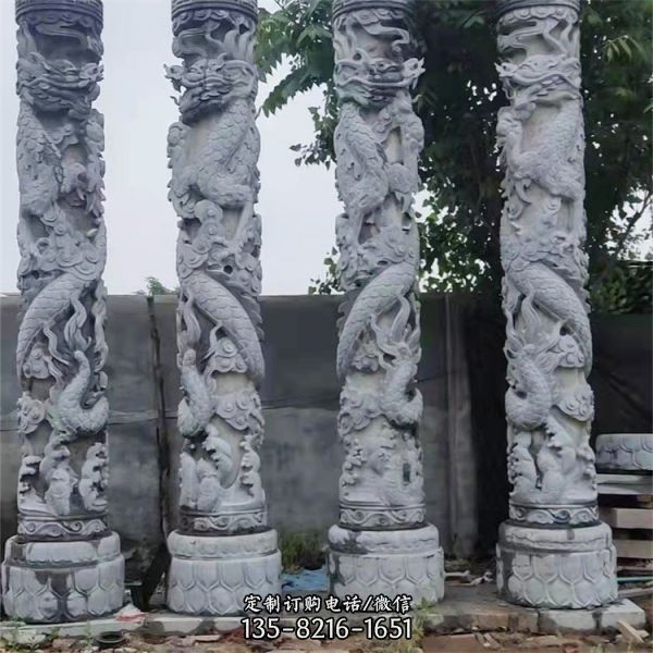 祠堂寺庙摆放大理石浮雕古建大型石龙柱