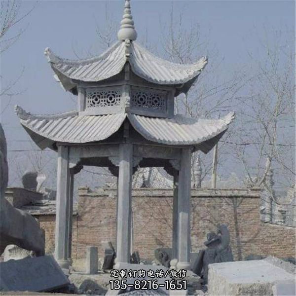 户外景区石雕大型中式凉亭雕塑（5）