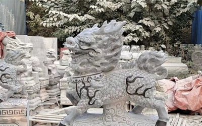 天然青石雕刻招财神兽麒麟雕塑
