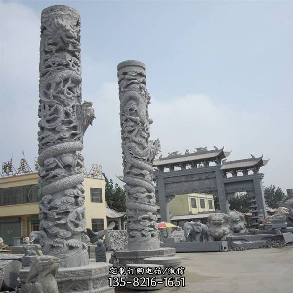石柱户外园林龙柱雕塑
