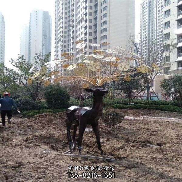 园林广场绿地不锈钢抽象鹿动物景观装饰雕塑