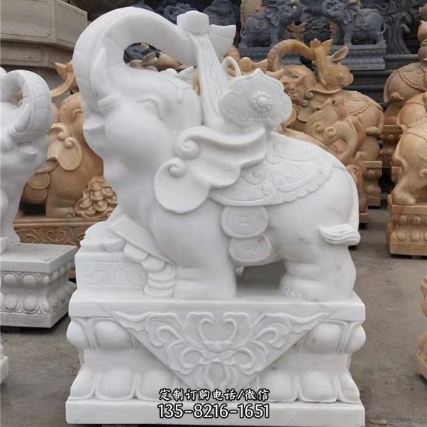 石雕园林大型别墅门口门墩招财大象雕塑（1）